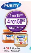 Purity 6 Or 7 Months Assorted-For 4 x 125ml