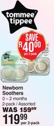 Tommee Tippee Newborn Soothers 0-2Months 2 Pack Assorted-Per 2 Pack