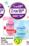 Johnson's Baby Aqueous Cream Or Jelly Assorted-For 1 x 500ml
