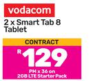 2 x Vodacom Smart Tab 8 Tablet-On 2GB LTE Starter Pack (36 Months)