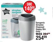 Tommee Tippee Sangenic Simplee Disposal Nappy Bin Grey