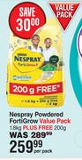 Nestle Nespray Powered Forti Grow Value Pack 1.8Kg Plus Free 200g-Per Pack