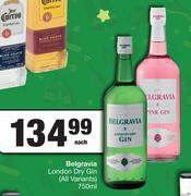 Belgravia London Dry Gin (All Variants)-750ml Each