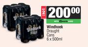 Windhoek Draught Cans-For 2 x 6 x 500ml