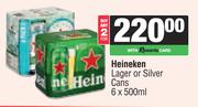 Heineken Lager Or Silver Cans-For 2 x 6 x 500ml