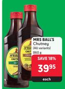 Mrs Ball's Chutney (All Variants)-860g Each