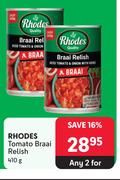 Rhodes Tomato Braai Relish-For Any 2 x 410g 