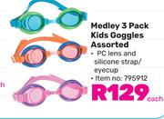 Medley 3 Pack Kids Goggles Assorted-Each