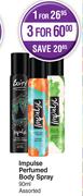 Impulse Perfumed Body Spray Assorted-For 1 x 90ml Each