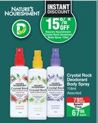 Nature's Nourishment Crystal Rock Deodorant Body Spray Assorted-118ml Each