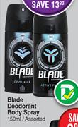 Blade Deodorant Body Spray Assorted-For 1 x 150ml 