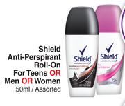 Shield Anti Perspirant Roll On For Teens Or Men Or Women Assorted-For 2 x 50ml 