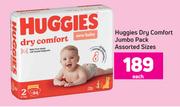 Huggies Dry Comfort Jumbo Pack Assorted Sizes-Each