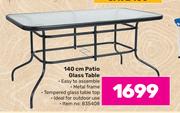 140cm Patio Glass Table