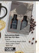 Nature's Nourishment Bergamot & Black Pepper Refreshing Bath Gift Set For Men (3 Piece)-Per Set