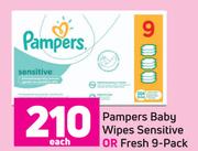 Pampers Baby Wipes Sensitive Or Fresh 9 Pack-Each
