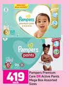Pampers Premium Care Or Active Pants Mega Box Assorted Sizes-Each