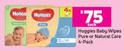 Huggies Baby Wipes Pure Or Natural Care 4 Pack-Each
