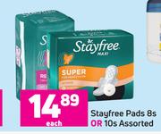 Stayfree Pads 8s Or 10s Assorted-Each     