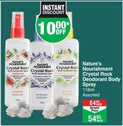 Nature's Nourishment Crystal Rock Deodorant Body Spray Assorted-118ml Each