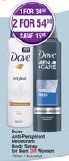Dove Anti Perspirant Deodorant Body Spray For Men Or Women Assorted-For 2 x 150ml 