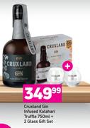 Cruxland Gin Infused Kalahari Truffle 750ml + 2 Glass Gift Set