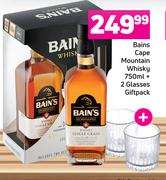 Bains Cape Mountain Whisky 750ml + 2 Glasses Giftpack