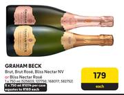 Graham Beck Brut, Brut Rose, Bliss Nectar NV Or Bliss Nectar Rose-750ml Each