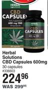 Herbal Solutions CBD Capsules 600mg 30 Capsules