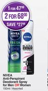 Nivea Anti-Perspirant Deodorant Spay For Men Or Women Assorted-For 1 x 150ml