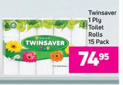 Twinsaver 1 Ply Toilet Rolls 15 Pack