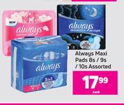 Always Maxi Pads Assorted-8s/9s/10s