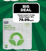 Food Lover's 2-Ply Toilet Paper-18's Pack Each