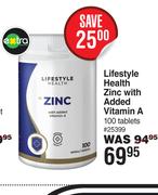 Lifestyle Health Zinc With Added Vitamin A 100 Tablets