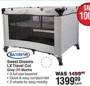Bambino Sweet Dreams LX Travel Cot (Grey Or Mocha)-Each
