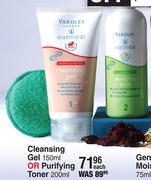 Yardley London Oatmeal Cleansing Gel 150ml Or Purifying Toner 200ml-Each