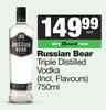 Russian Bear Triple Distilled Vodka (Incl Flavours)-750ml