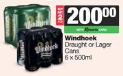 Windhoek Draught Or Lager Cans-For Any 2 x 6 x 500ml