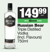 Russian Bear Triple Distilled Vodka (Incl Flavours)-750ml