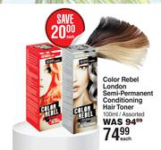 Color Rebel London Semi-Permanent Conditioning Hair Toner Assorted-100ml Each
