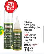Nilotiqa Aloe & Avo Volumizing Hair Mousse 200ml or Growth Stimulating Hair Oil 100ml-Each