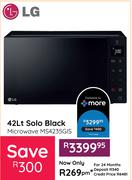 LG 42Ltr Solo Black Microwave MS4235GIS