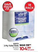 Softi 2 Ply Toilet Rolls 18 Pack-Per Pack
