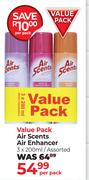 Air Scents Air Enhancer Value Pack Assorted-3 x 200ml Per Pack