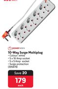 Powerworx 10-Way Surge Multiplug -Each