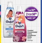 Comfort Concentrated Fabric Conditioner Bottle Assorted-For 2 x 800ml