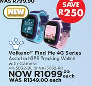 Volkano Find Me 4G Series Assorted GPS Tracking Watch With Camera VK-5032-BL Or VK-5032-Pk-Each
