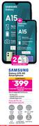2 x Samsung Galaxy A15 4G Smartphone-On 1.3GB Red Top Up Core More Data + Flexi 80