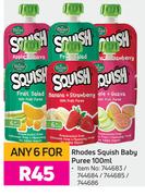 Rhodes Squish Baby Puree-For Any 6 x 100ml