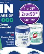 Dentyne Or Clorets Gum Bottle Assorted-For 1 x 40 Pieces 